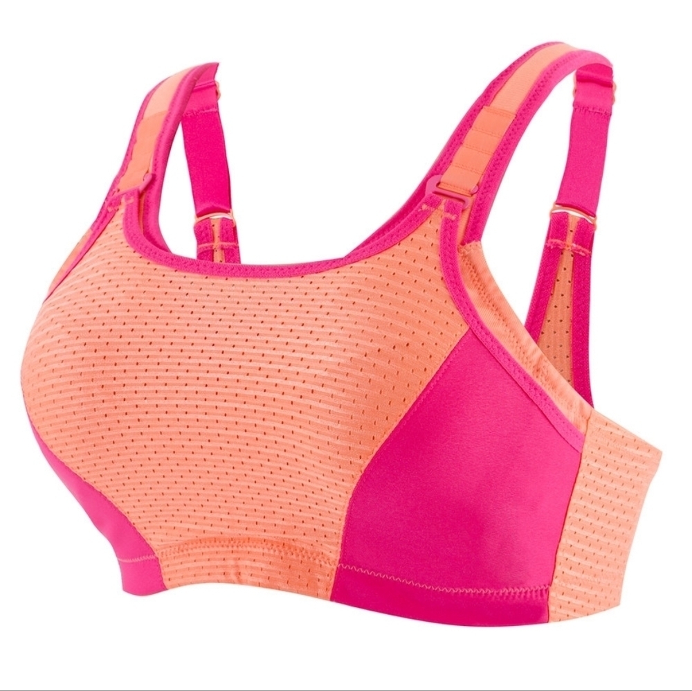 Glamorise Total Control Pink and Coral Peach Sports Bra Athletic 46B Plus Size